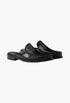Black - Brushed Leather Mules - GLAM MODA